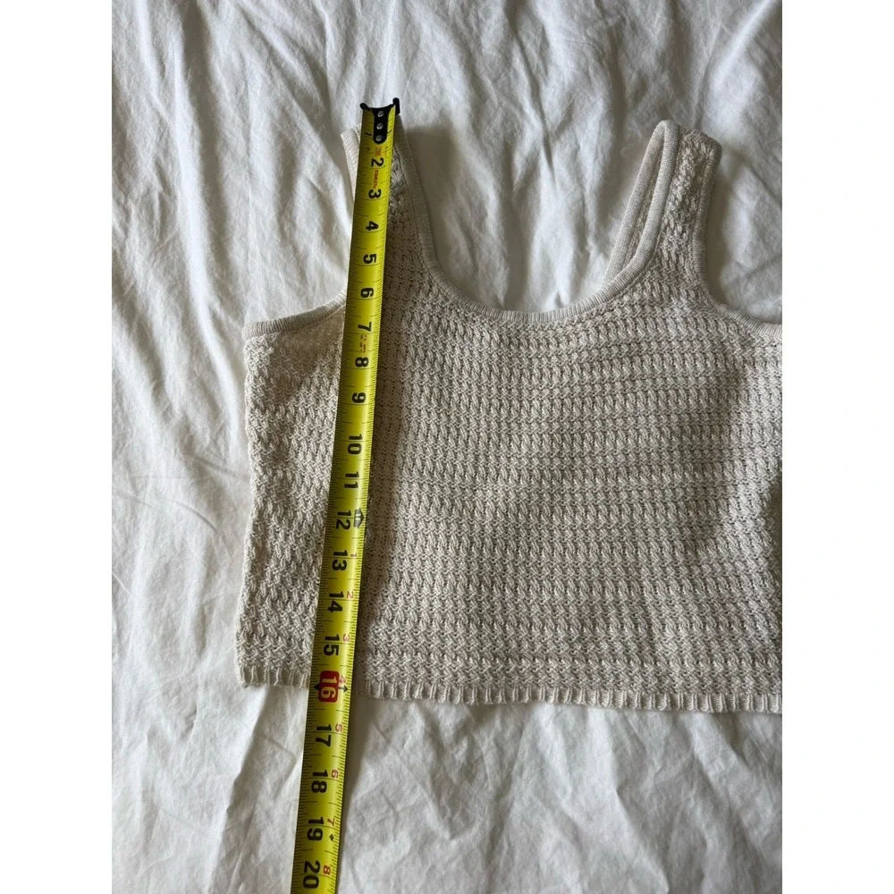 Freshman 1996 Women's S Beige Solid Knit Straight Neck Strap Crop Tank